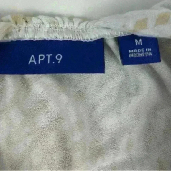 APT. 9 Women's Babydoll Tank Top Beige/Ivory Print Size M Sleeveless Casual - Picture 5 of 9